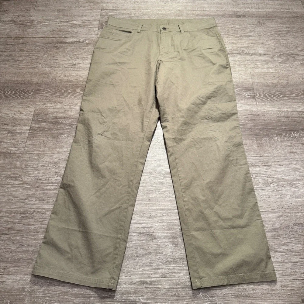 Columbia Pants Men 34 Green Cotton Stretch Regular Fit Hiking Trail AM0449 36x30